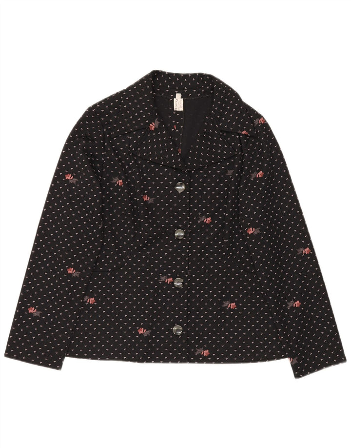 Jaqueta blazer feminina Romy com 4 botões Reino Unido 14 grande poliéster floral preto