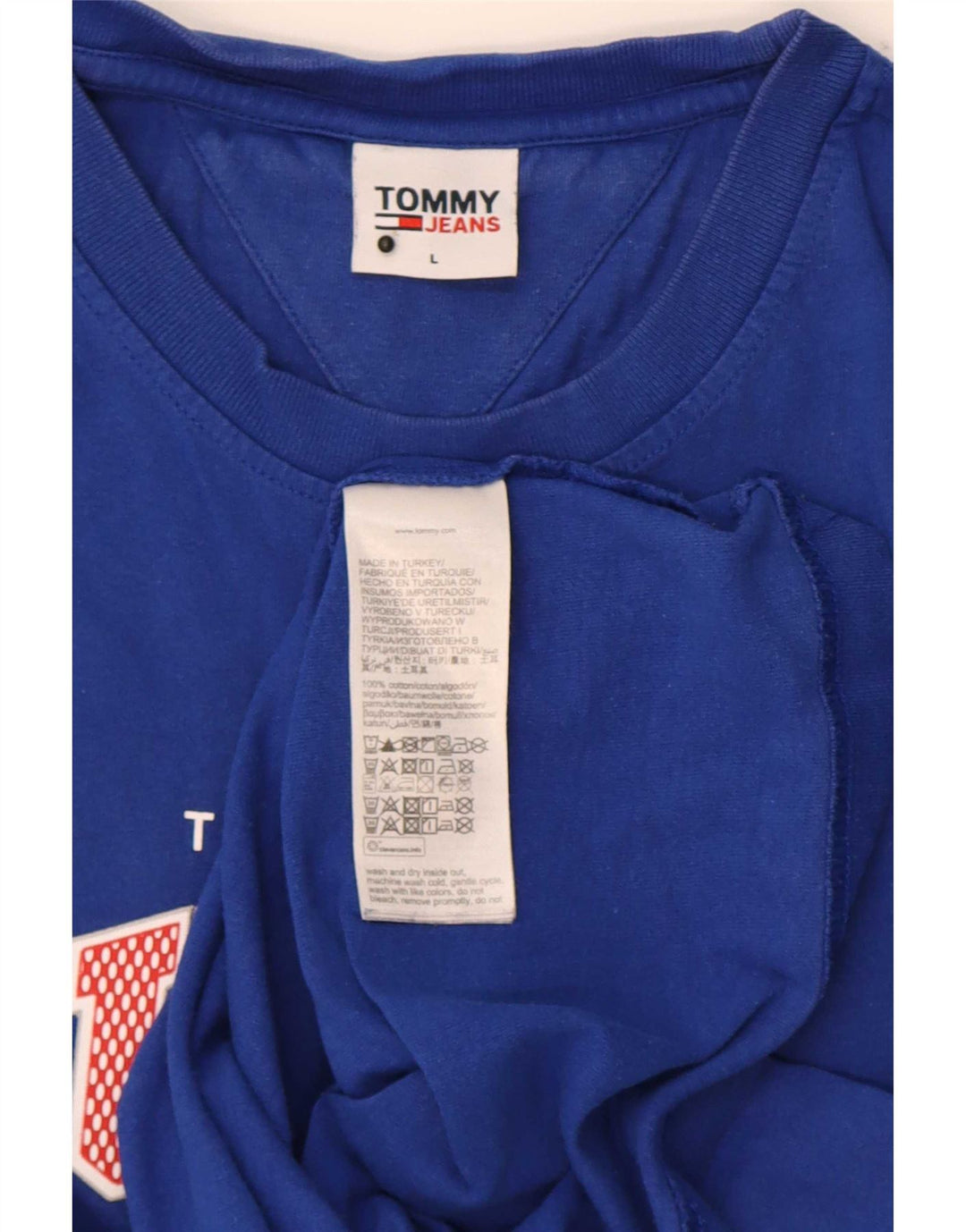 Camiseta masculina Tommy Hilfiger gráfica grande azul