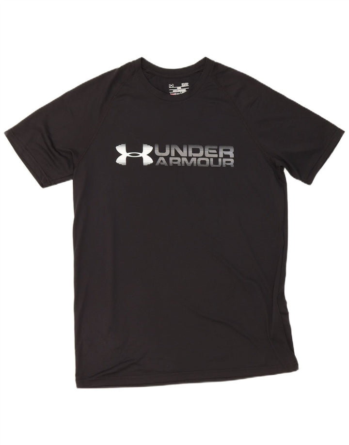Camiseta masculina Under Armour Heat Gear Graphic Top pequeno poliéster preto