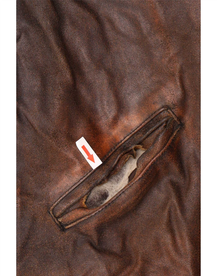 Jaqueta de couro masculina vintage UK 42 XL marrom