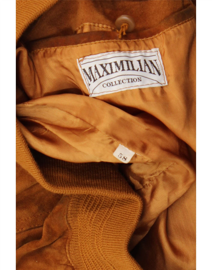 Maxi Milian Jaqueta bomber masculina de camurça IT 58 4XL marrom