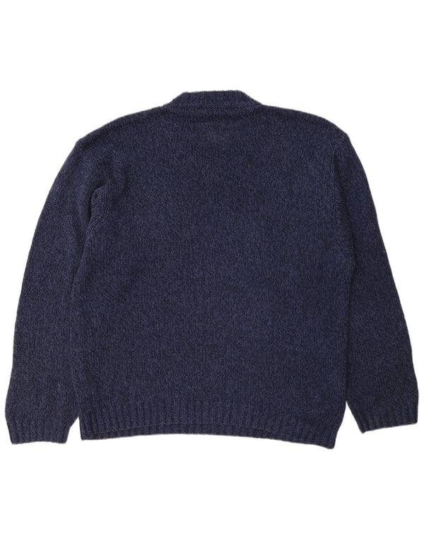 Suéter masculino Marks & Spencer St. Michael com decote em V azul marinho médio
