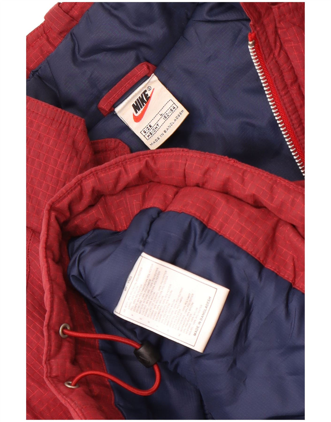 Jaqueta corta-vento Nike Boys 12-13 anos grande Borgonha xadrez nylon