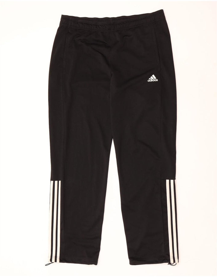 Calças de treino masculinas Adidas UK 42/44 poliéster preto grande