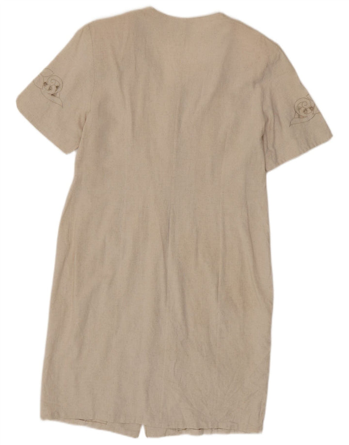 Vestido camisa feminino vintage UK 14 bege médio