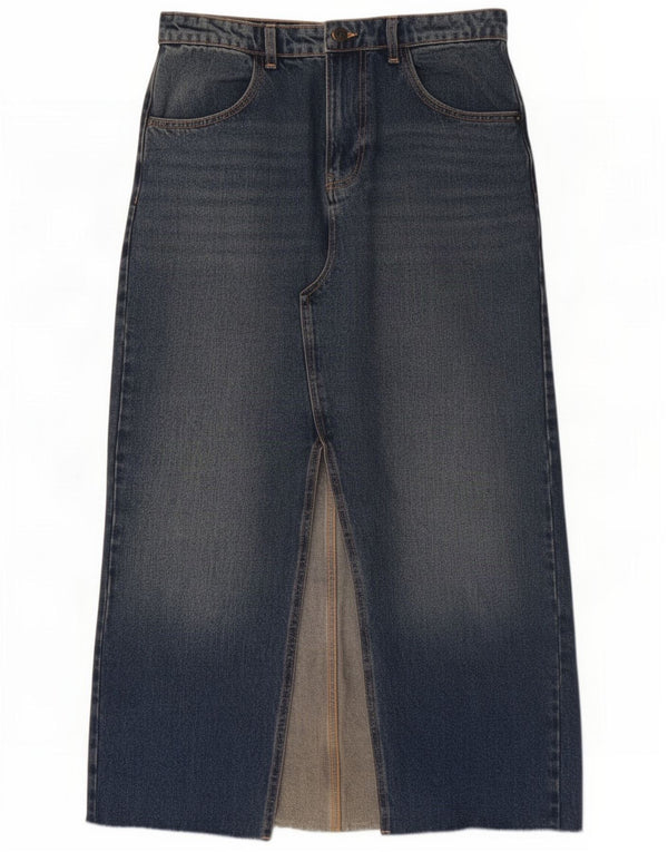 Saia jeans maxi cintura alta Zara feminina grande W30 algodão azul