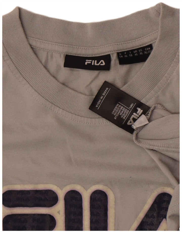 Camiseta masculina gráfica FILA Top XL algodão cinza