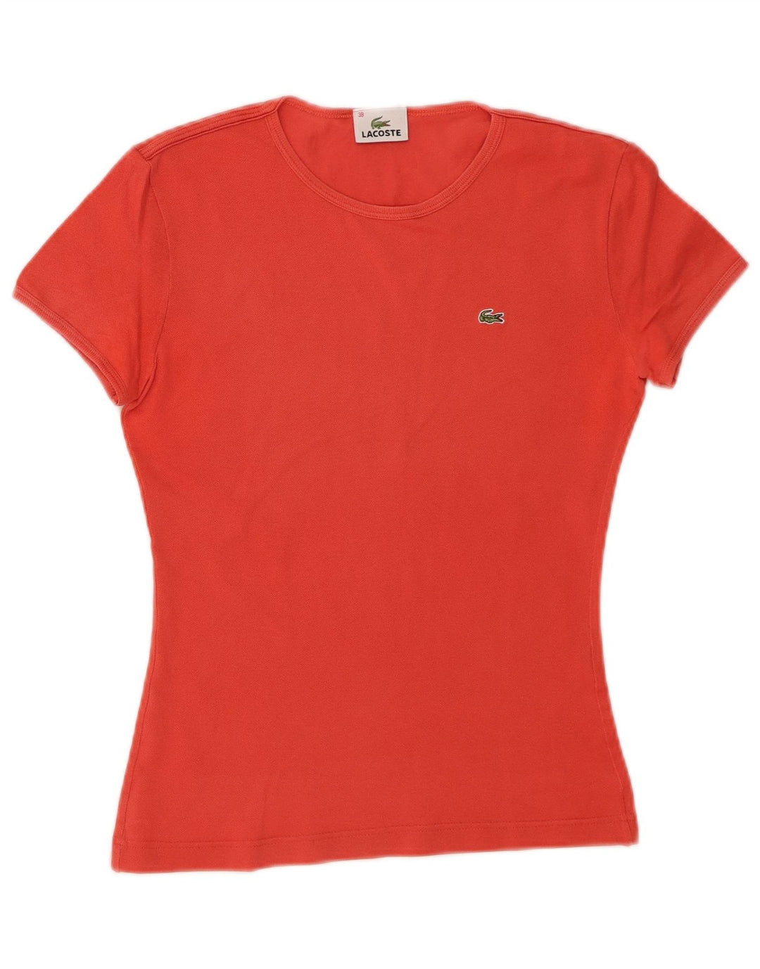 Camiseta feminina Lacoste tamanho superior 38 algodão laranja médio