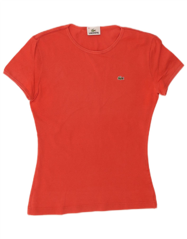 Camiseta feminina Lacoste tamanho superior 38 algodão laranja médio