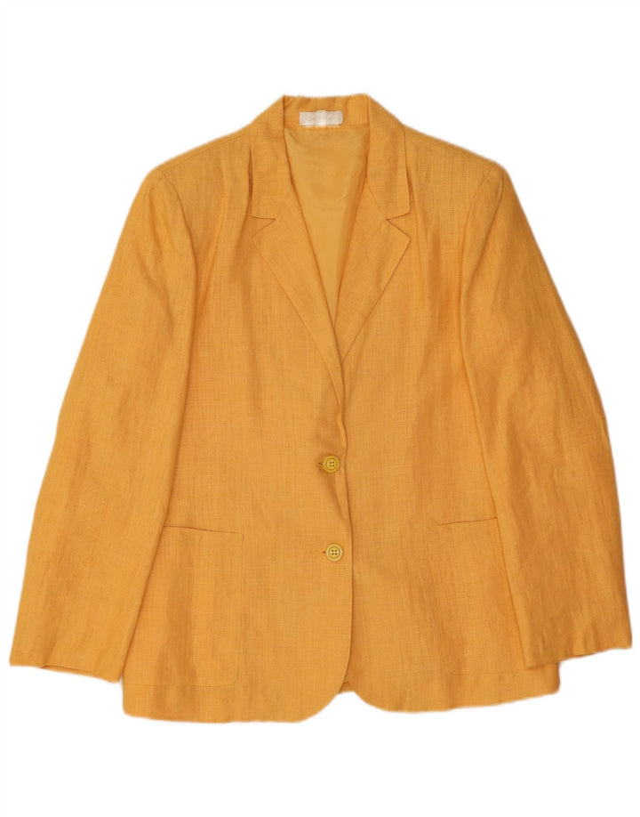 Jaqueta blazer feminina vintage com 2 botões IT 42 linho amarelo médio