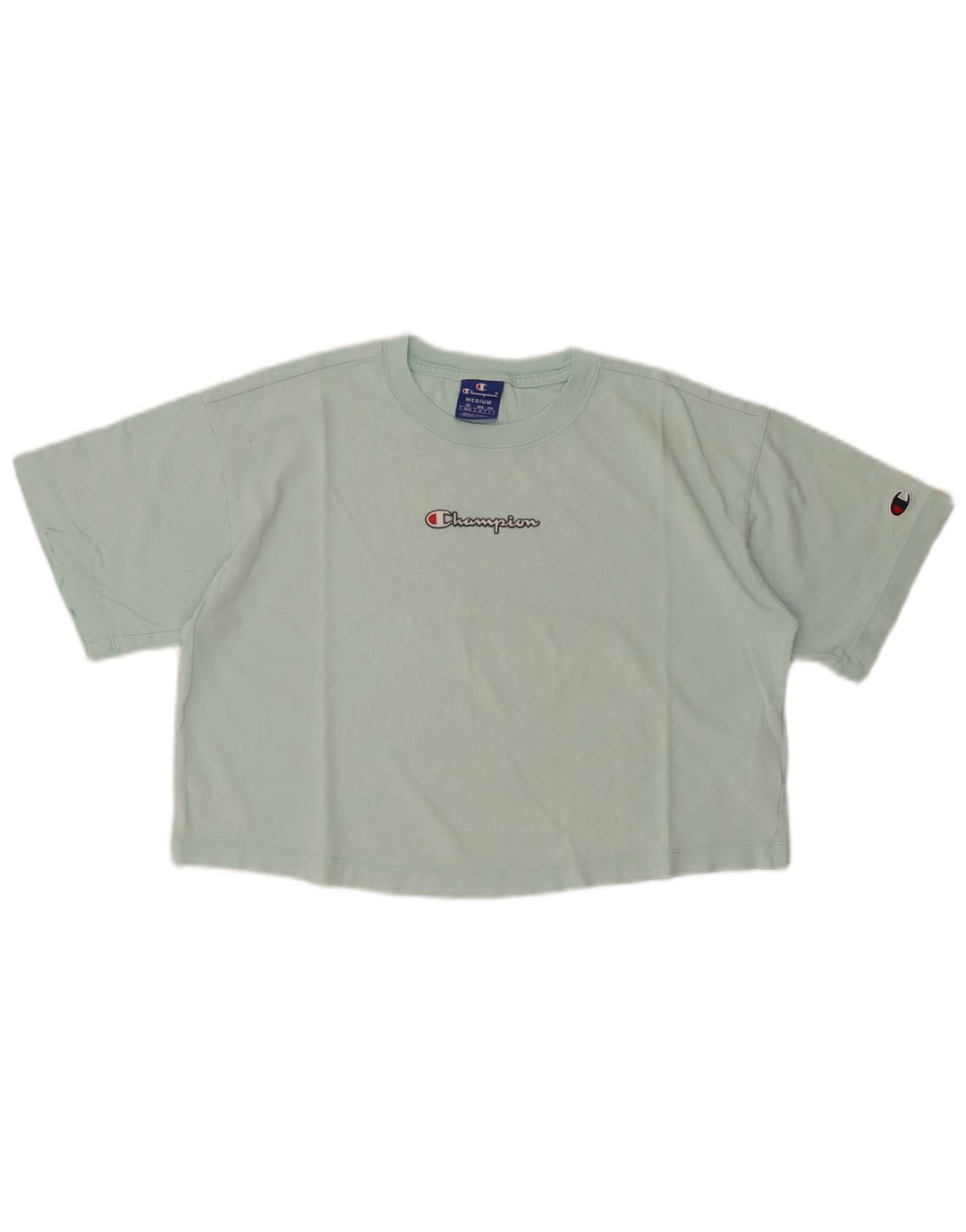 Camiseta feminina CHAMPION com estampa gráfica UK 14 algodão turquesa médio