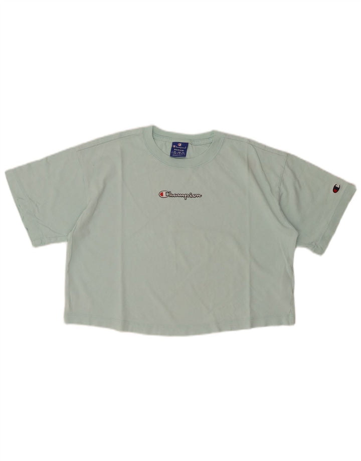 Camiseta feminina CHAMPION com estampa gráfica UK 14 algodão turquesa médio
