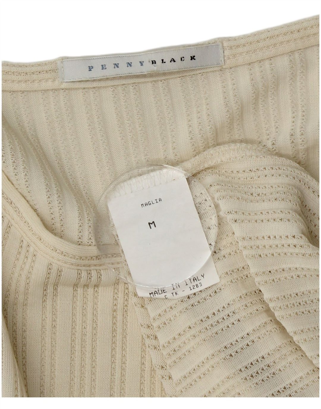Top feminino Penny Black manga comprida UK 14 médio off white viscose