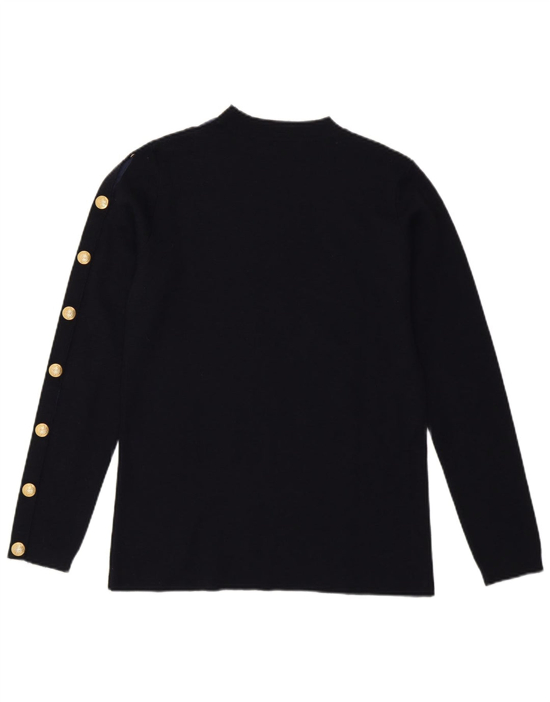 Suéter feminino Gas com gola redonda e botão UK 10 pequeno azul marinho