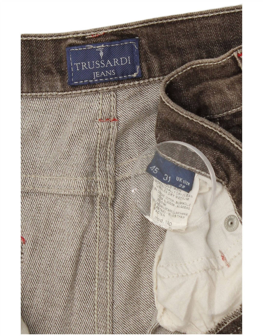 Jeans retos masculinos TRUSSARDI W29 L31 algodão marrom