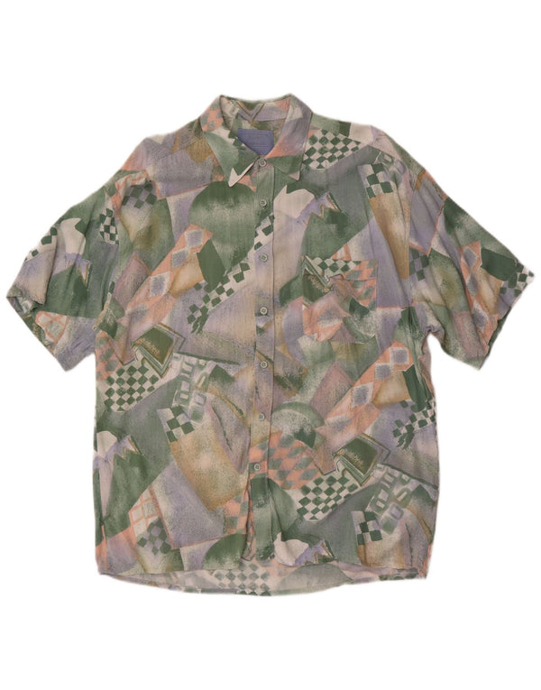 Camisa vintage masculina abstrata padrão tamanho 41/42 grande multicolorida