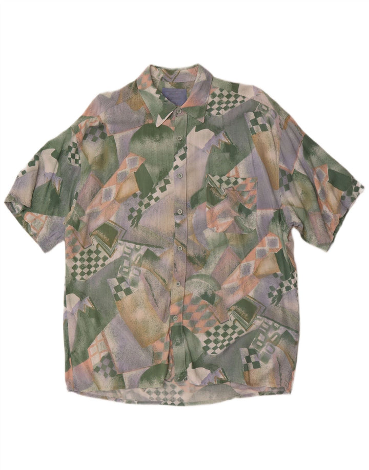Camisa vintage masculina abstrata padrão tamanho 41/42 grande multicolorida