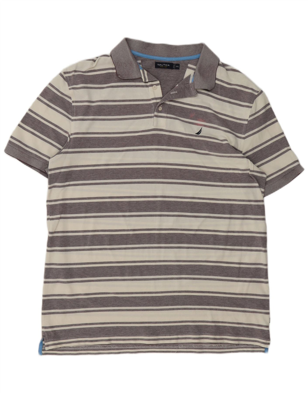 Camisa polo masculina NAUTICA 2XL algodão listrado cinza