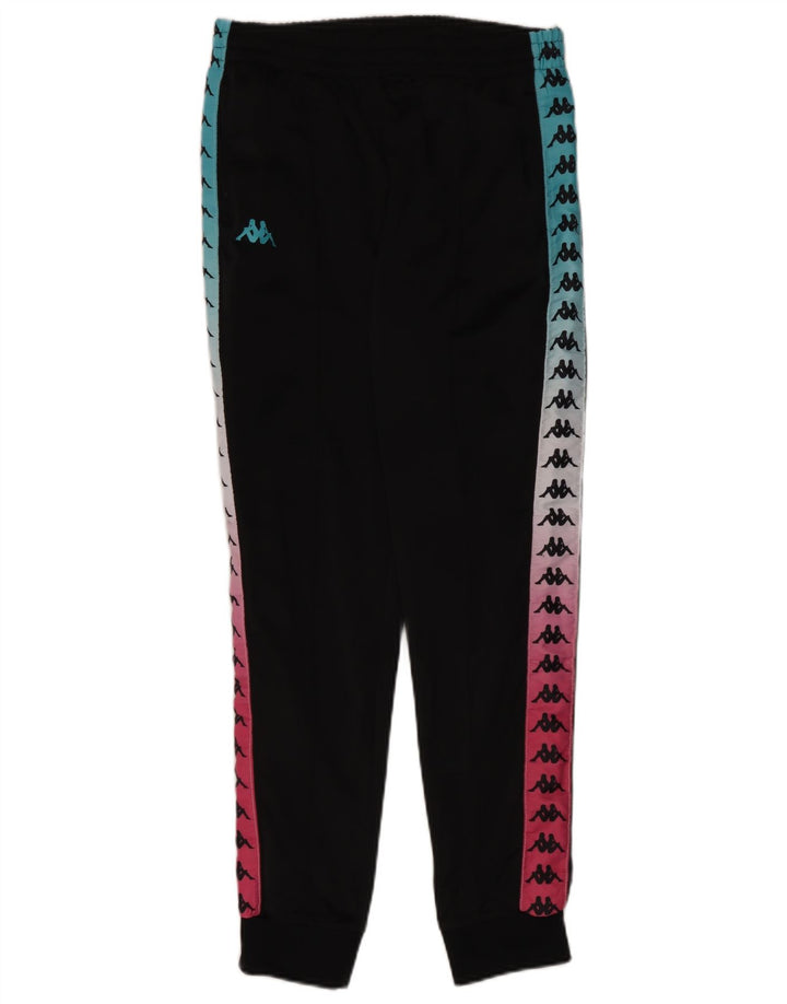 Calça esportiva Kappa masculina gráfica joggers médio preto colorblock