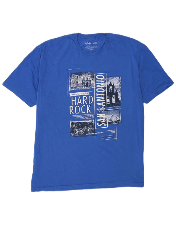 Camiseta gráfica masculina Hard Rock Cafe San Antonio Top 2XL algodão azul