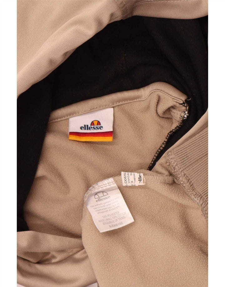Suéter Ellesse masculino com capuz gráfico pequeno bege colorblock poliéster