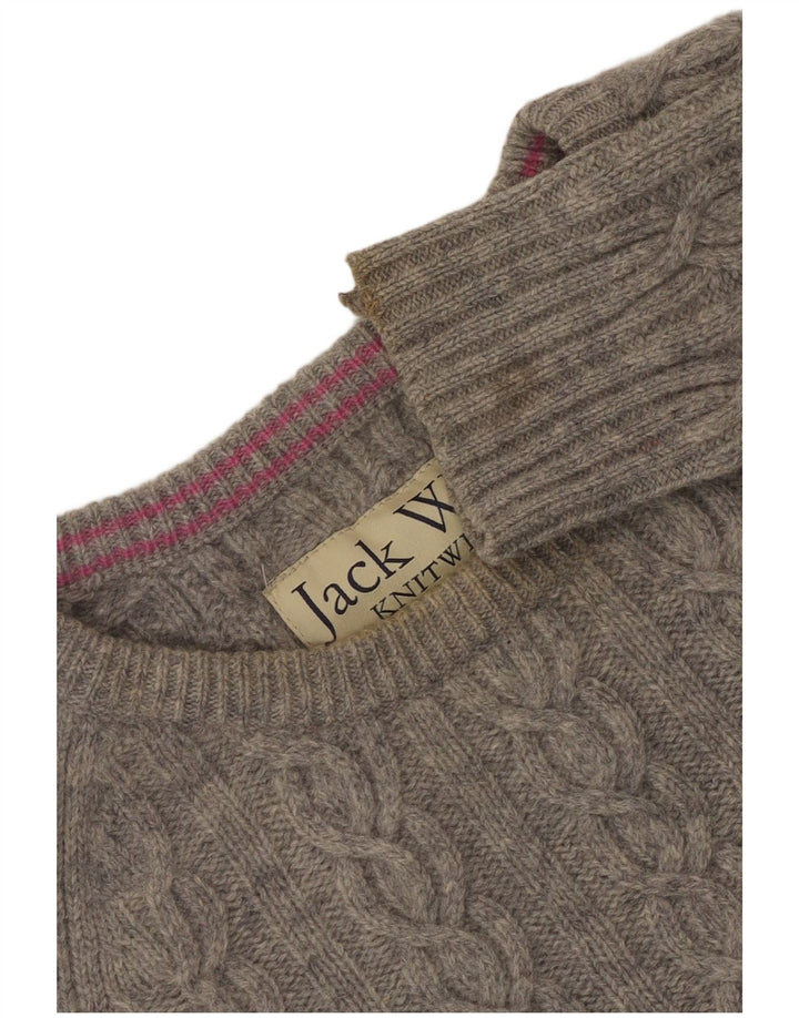 Suéter feminino Jack Wills com gola canoa Reino Unido 12 lã de cordeiro cinza médio