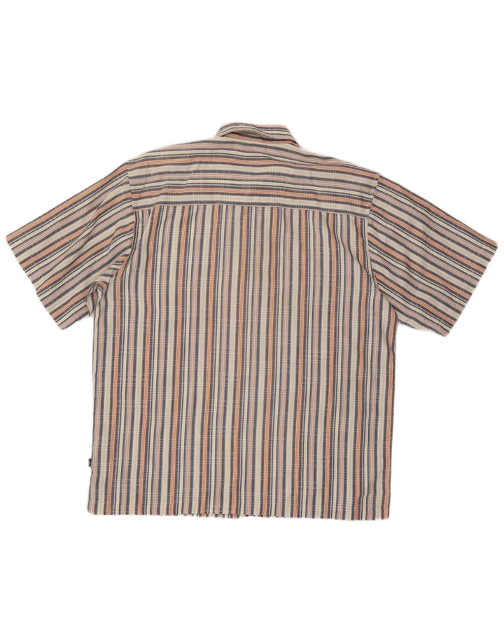 Engbers Camisa masculina de manga curta grande algodão listrado multicolorido