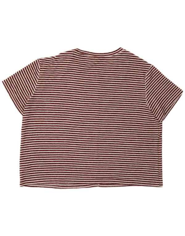 Camiseta feminina grande Marks & Spencer UK 18 XL listrada Borgonha