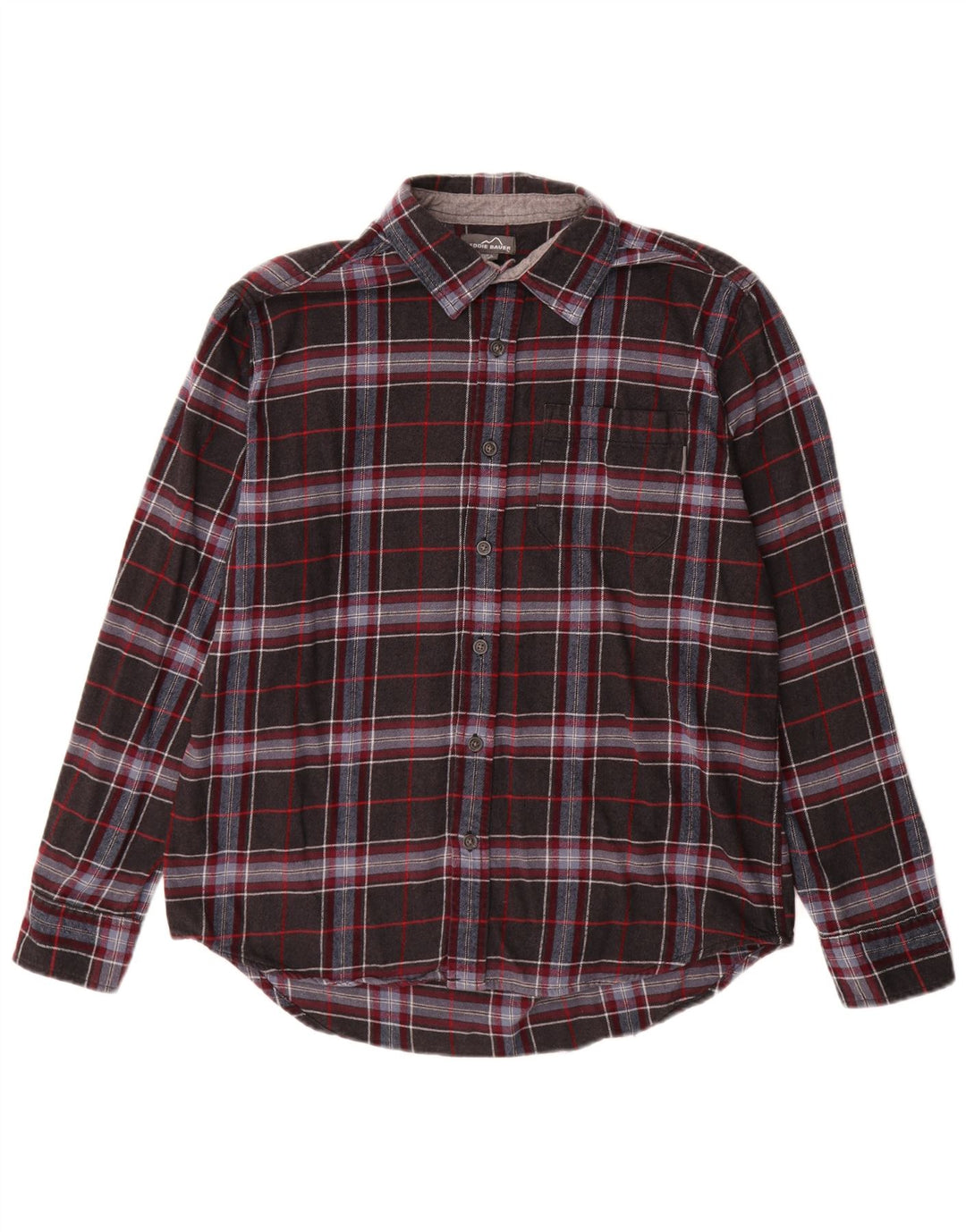 Camisa masculina de flanela Eddie Bauer grande algodão xadrez cinza