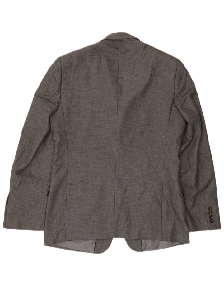 Jaqueta blazer masculina de 2 botões Marks & Spencer Reino Unido 40 poliéster cinza médio