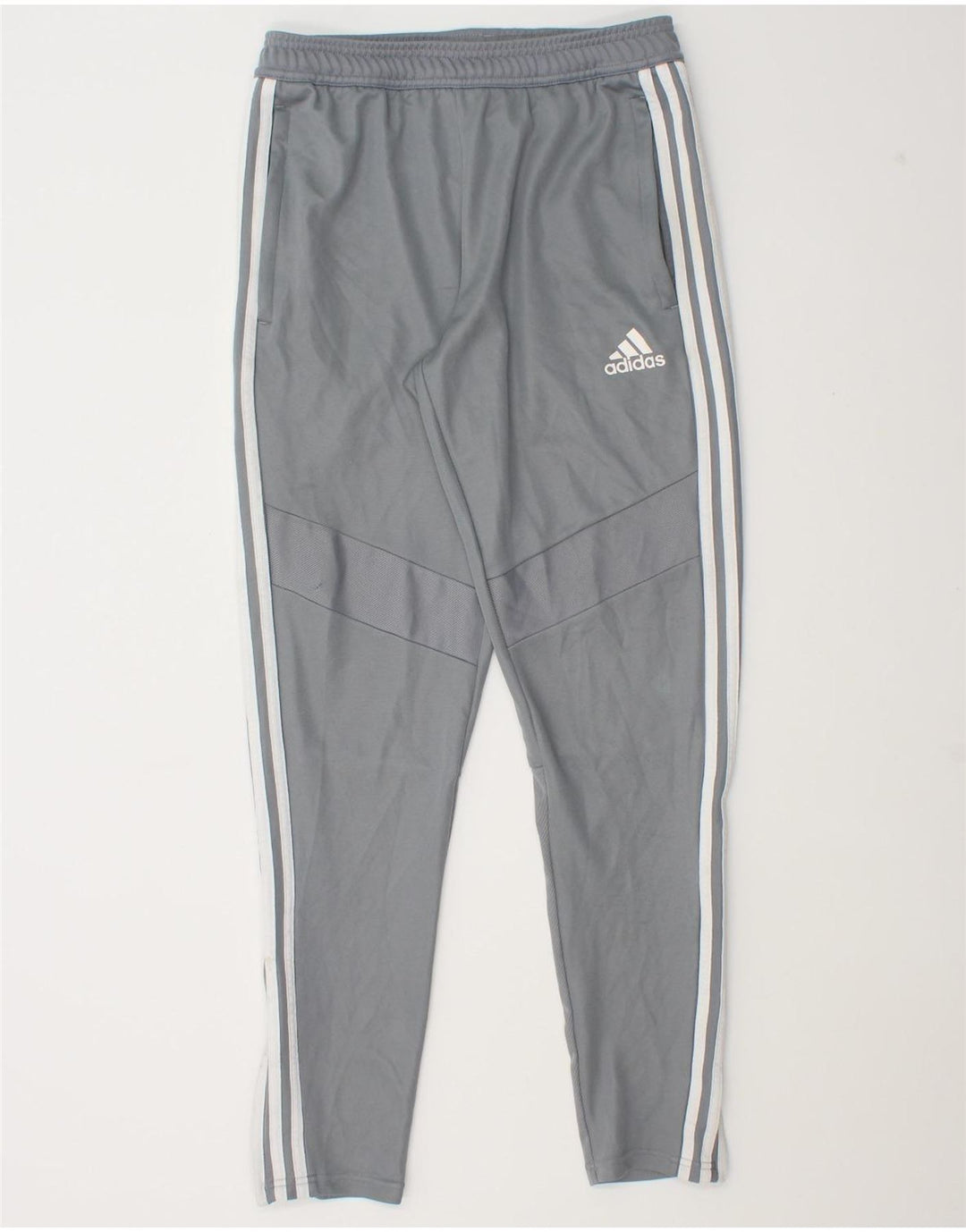 Calça de treino masculina Adidas pequena cinza poliéster