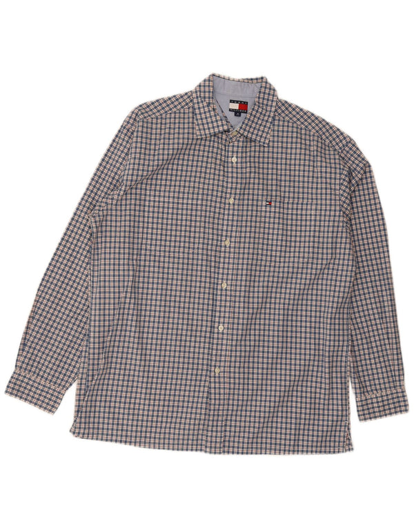 Camisa masculina Tommy Hilfiger Regular Fit média xadrez azul
