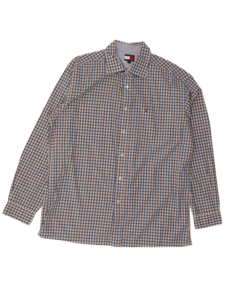 Camisa masculina Tommy Hilfiger Regular Fit média xadrez azul