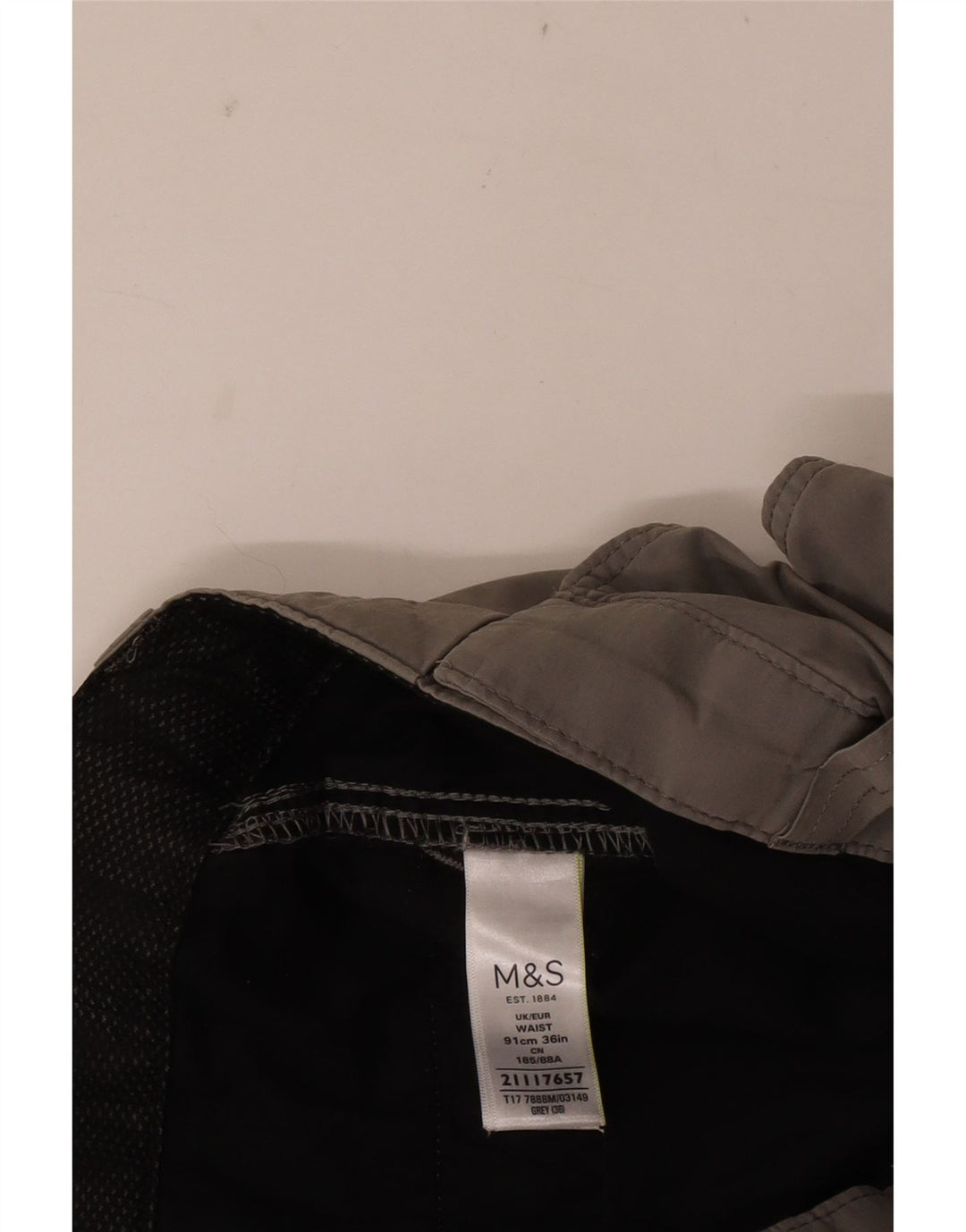 Shorts cargo masculino Marks & Spencer W36 grande algodão cinza