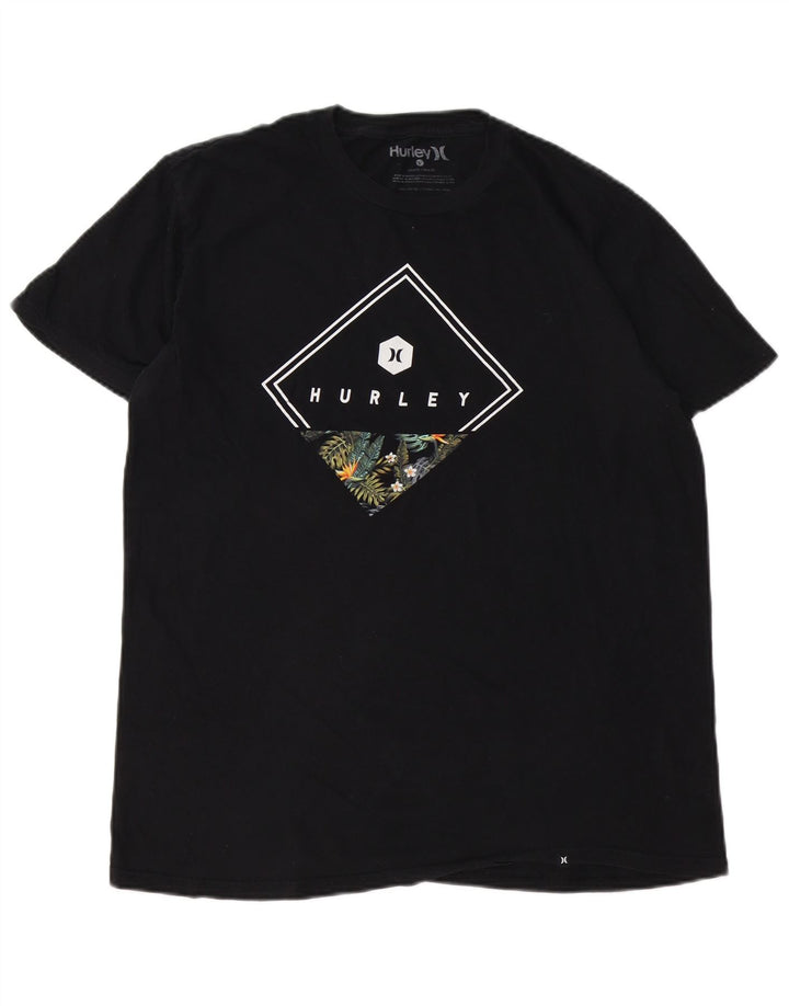 Camiseta masculina HURLEY com estampa gráfica grande de algodão preto