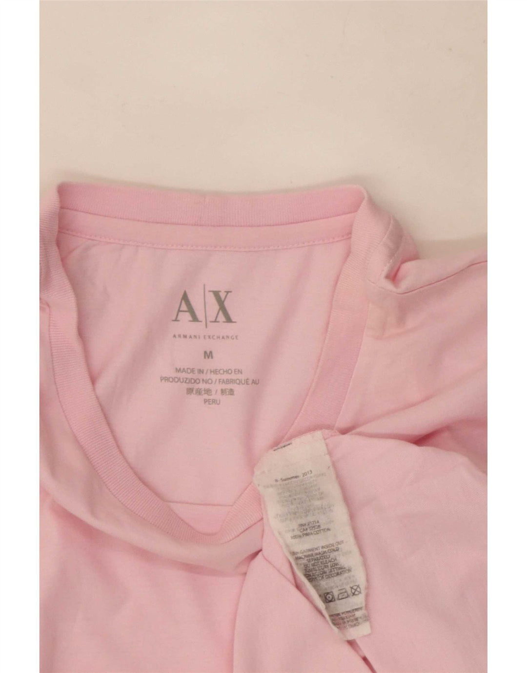 Camiseta masculina Armani Exchange Top médio algodão rosa
