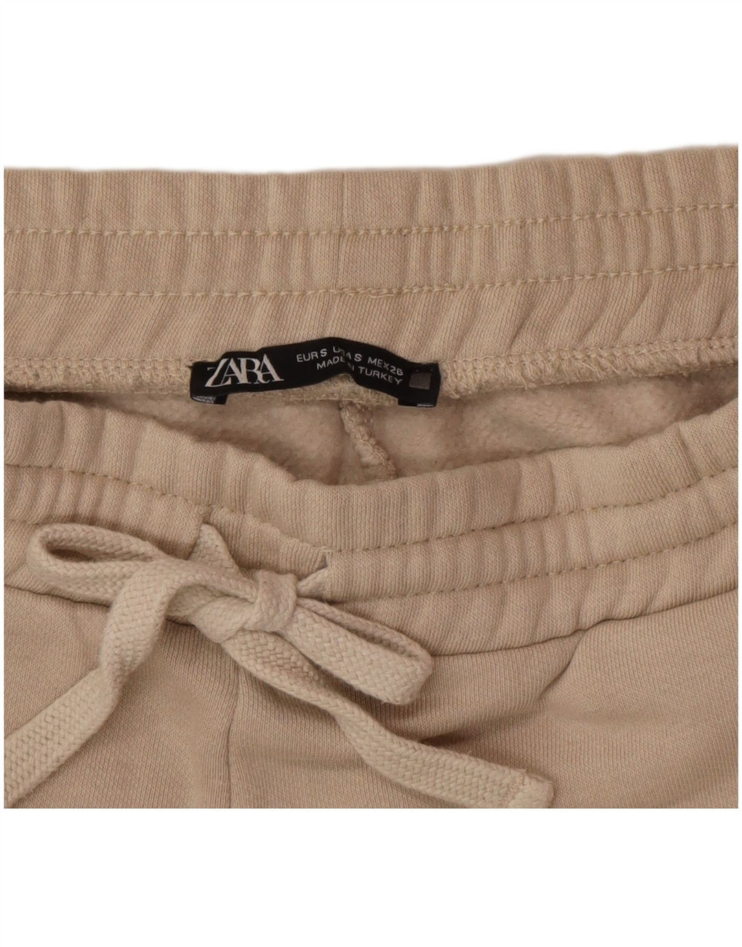 Calça de treino feminina Zara UK 8 pequeno algodão bege