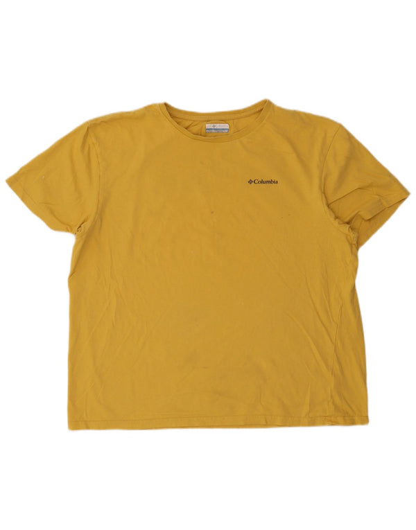 Columbia Mens Graphic T-Shirt Top XL Yellow Cotton
