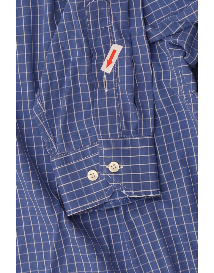 Camisa masculina Lacoste tamanho 40 algodão xadrez azul médio