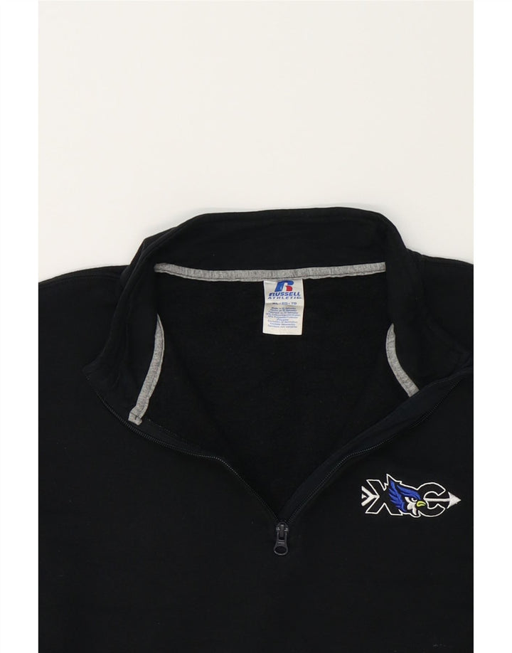 RUSSELL ATHLETIC Mens Zip Neck Sweatshirt Jumper XL Black Cotton Vintage Russell Athletic and Second-Hand Russell Athletic from Messina Hembry 