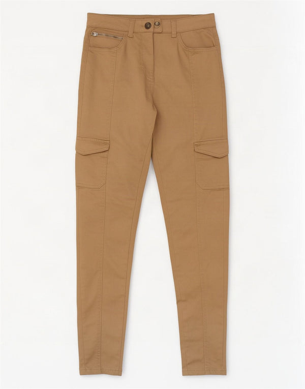Calça cargo skinny feminina M&Co UK 8 pequena W26 L28 algodão bege