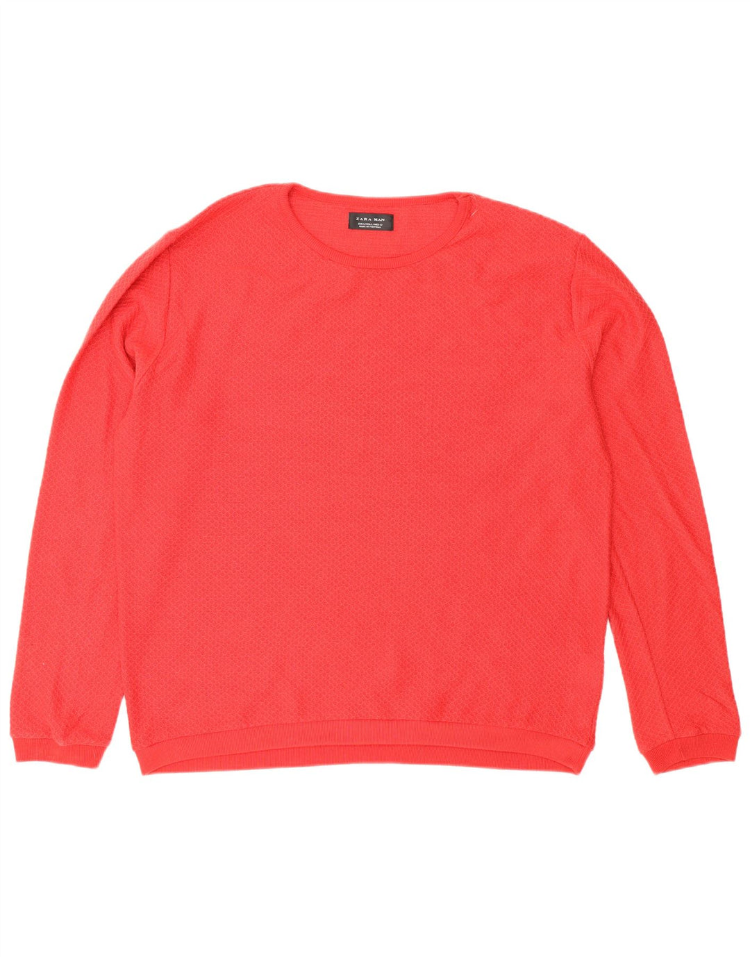 Zara Suéter masculino com gola redonda grande poliéster vermelho