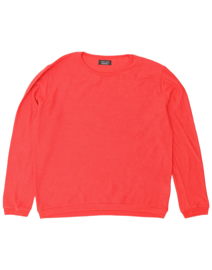 Zara Suéter masculino com gola redonda grande poliéster vermelho