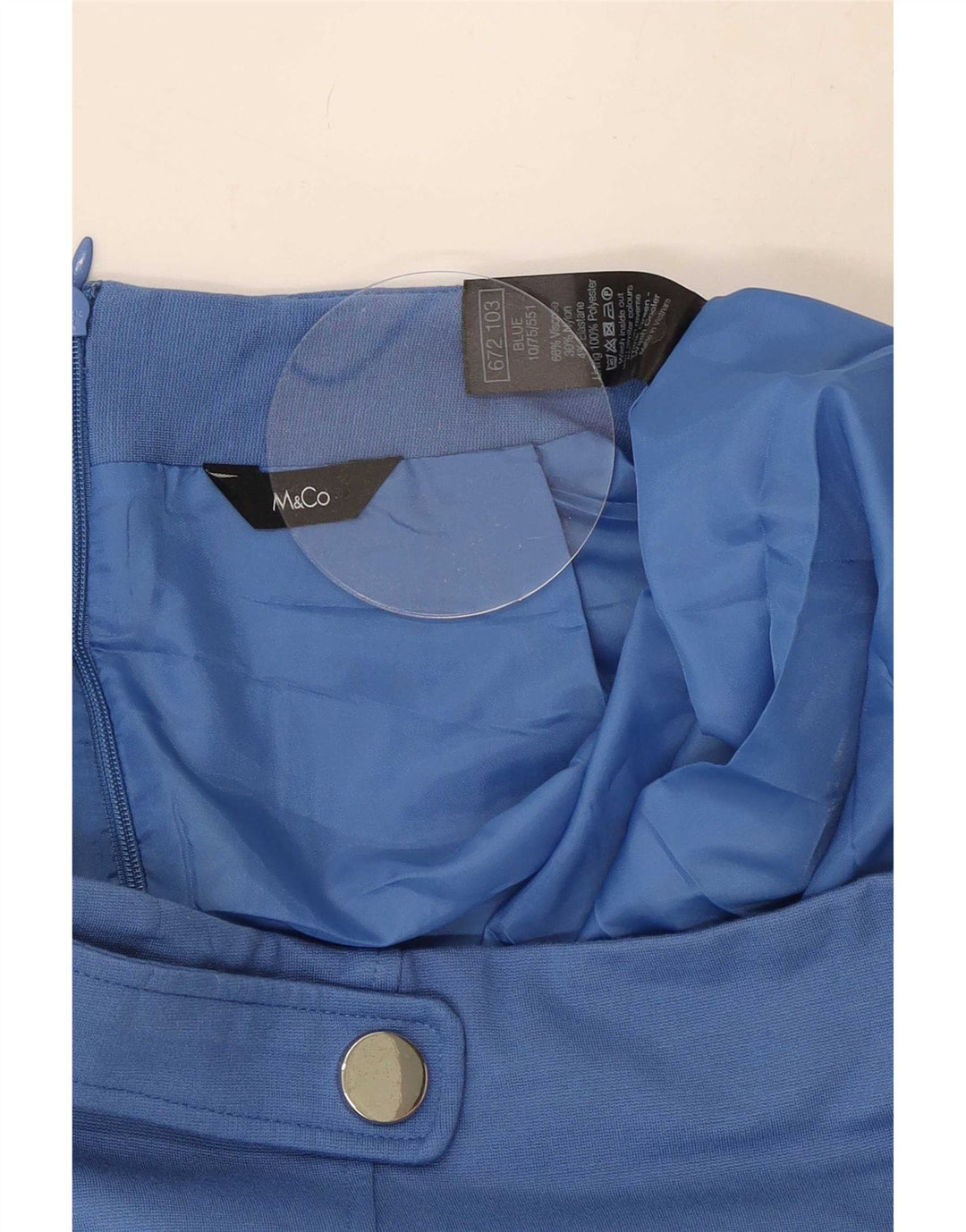 Saia reta feminina M&Co UK 12 médio W30 azul viscose