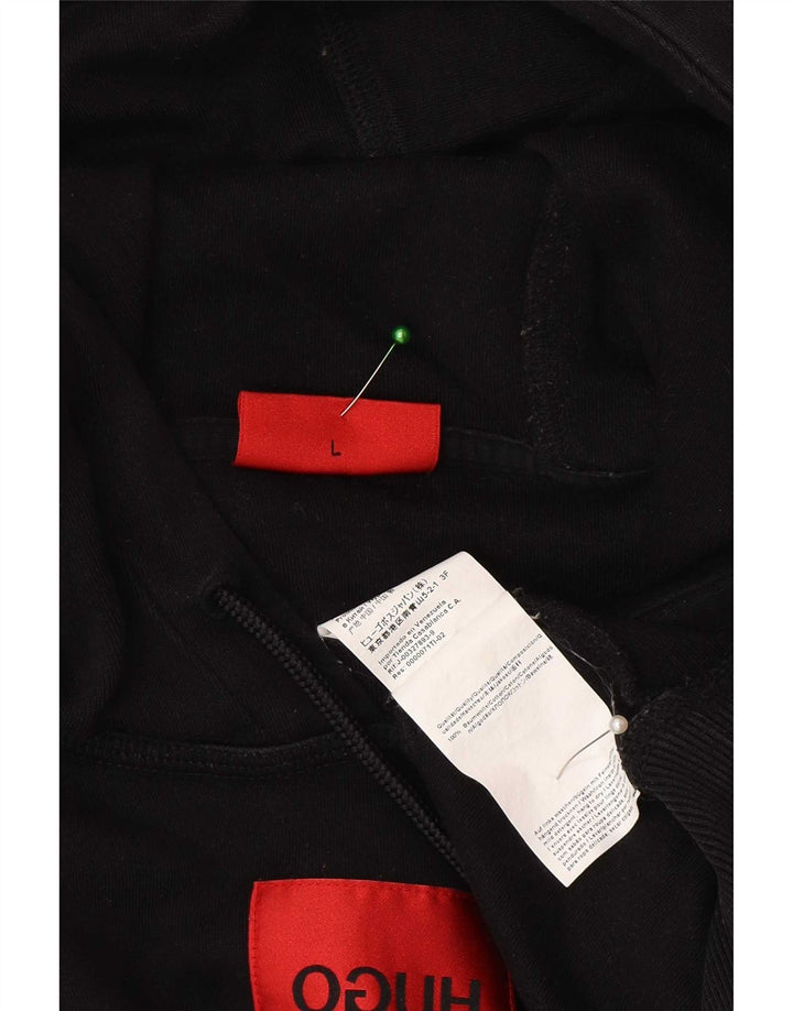 Hugo Boss moletom com capuz masculino grande algodão preto