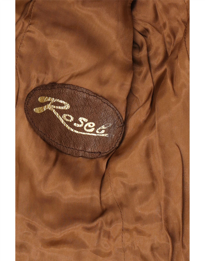 Jaqueta blazer feminina vintage de camurça com 3 botões IT 46 couro marrom grande