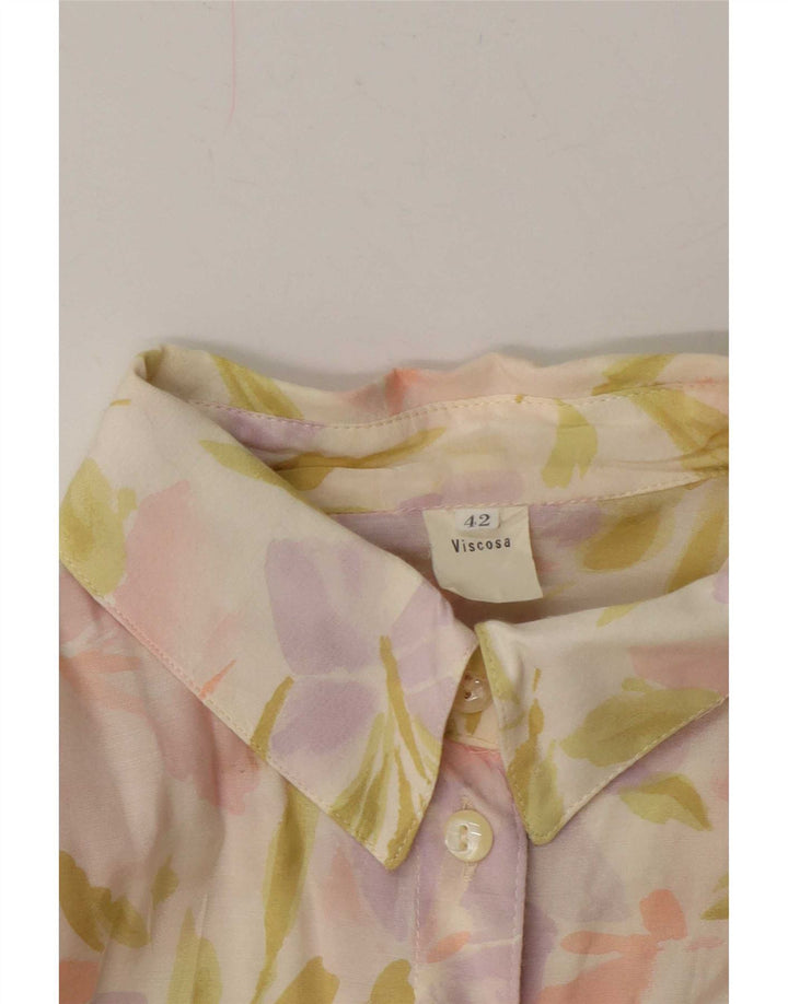 Blusa feminina vintage EU 42 grande viscose floral multicolorida