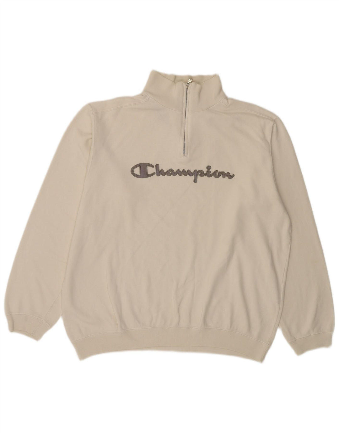 Moletom masculino Champion com zíper e gola alta de algodão branco