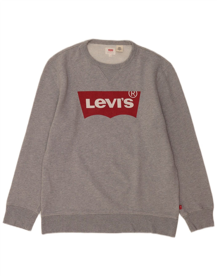Levi's moletom gráfico masculino jumper médio cinza algodão