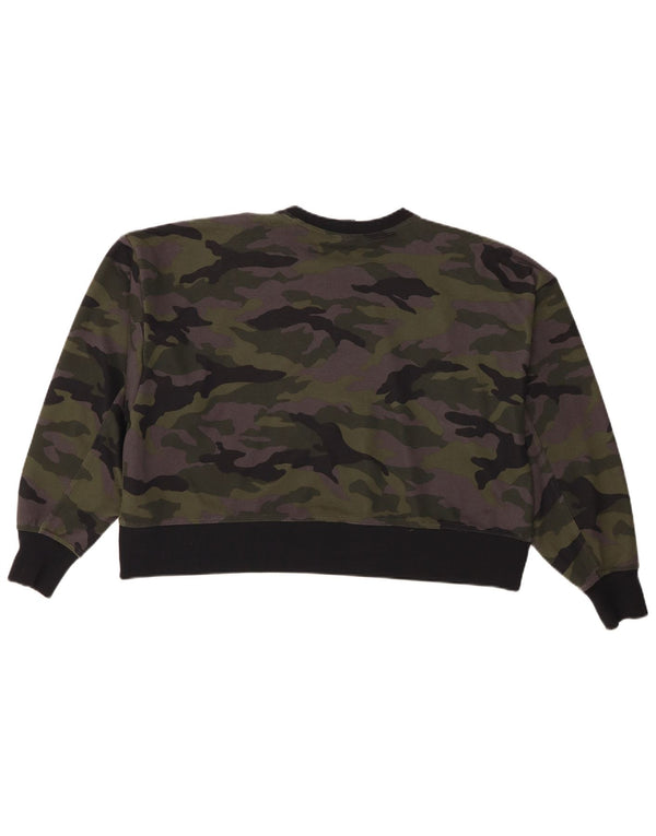 Nike Womens Dri Fit Crop Moletom Jumper UK 14 Medium Khaki Camouflage